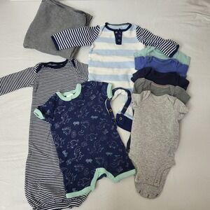 Baby Boy Clothes Bundle Newborn 0 3 Months Carter's Cloud Island 9pc lot
